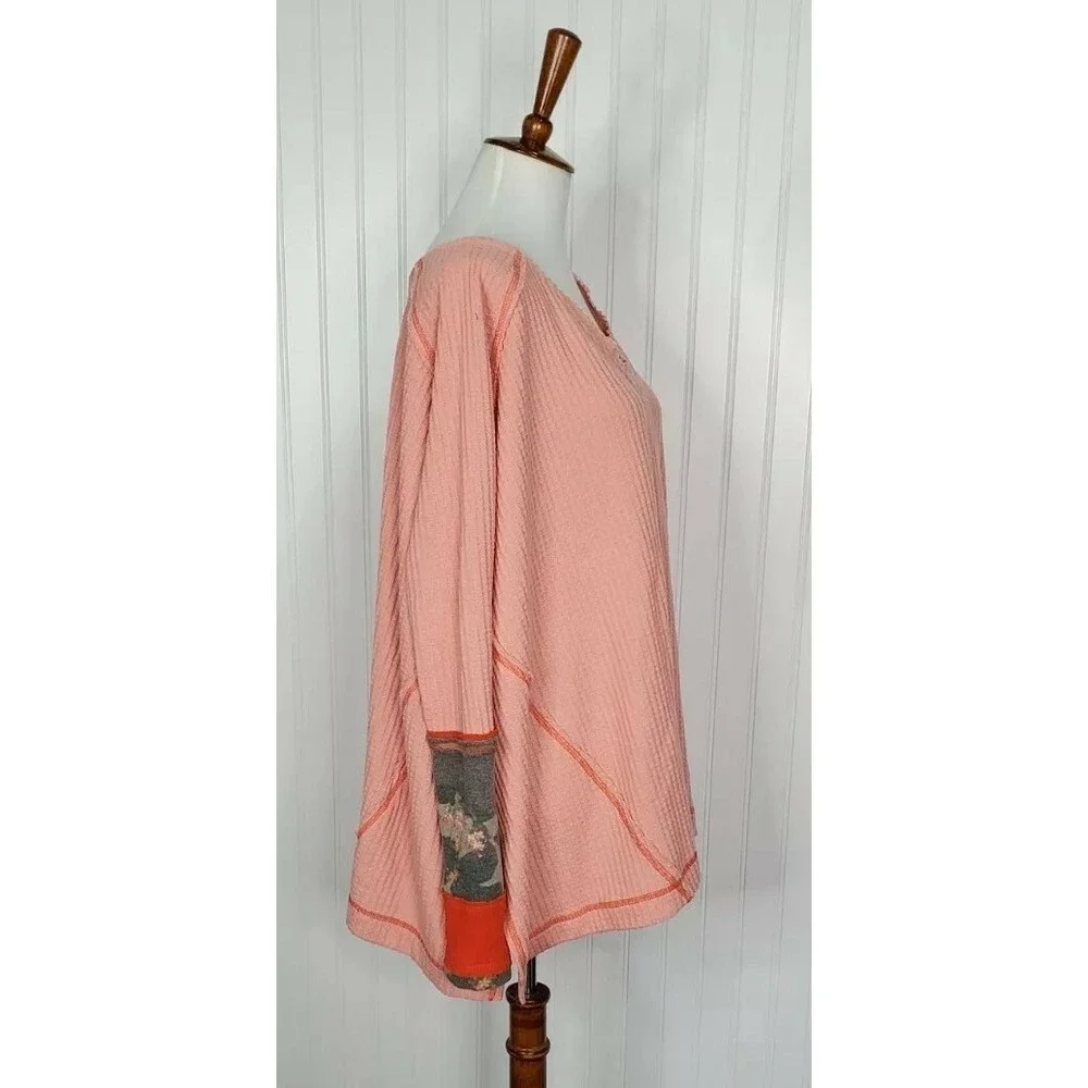 We the Free Camo Cuff Waffle Knit Thermal Oversized Women's Size Small